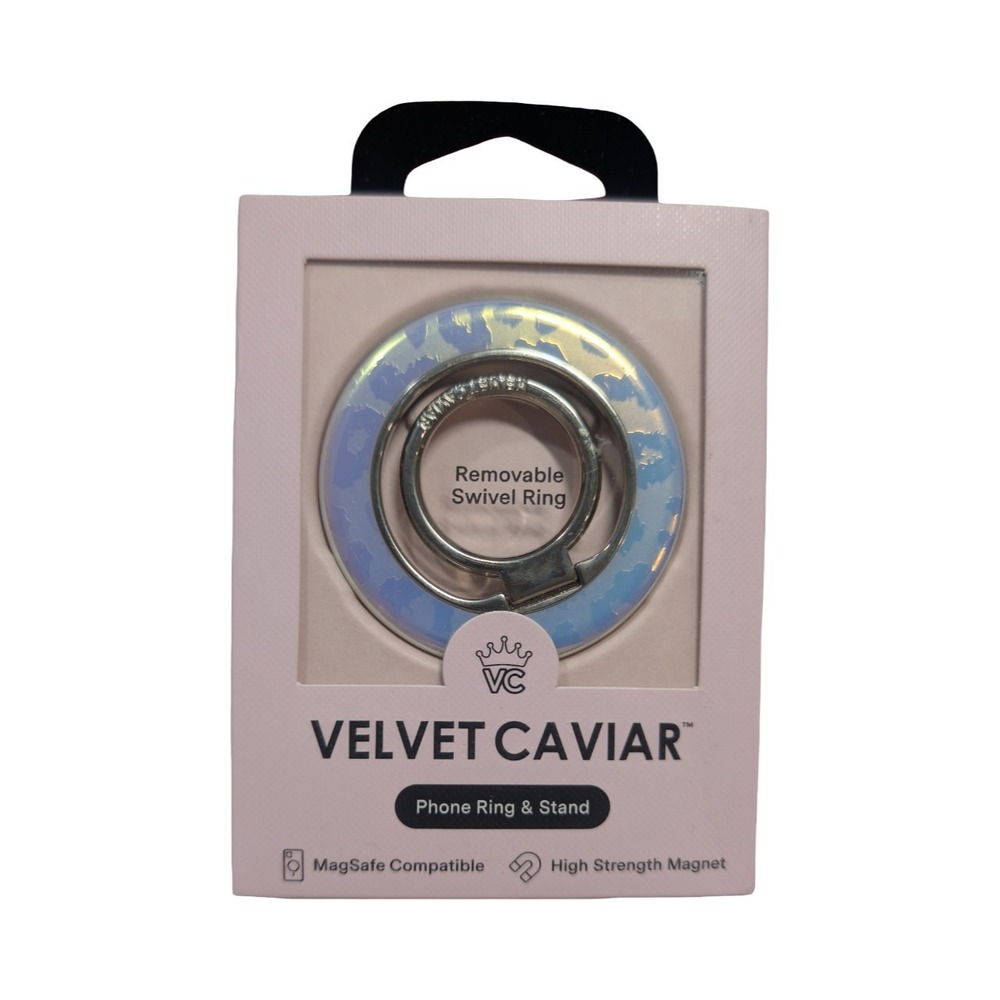 B9-O VELVET CAVIAR - Magnetic Phone Ring & Stand - White Opal Leopard
